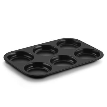 Imagem de E-far Forma de cupcake antiaderente com 6 cavidades para assar torta de whoopie, pudim de Yorkshire, ovos, pão de milho, biscoitos de gota, fácil liberação e limpeza, tamanho padrão de 7,5 cm