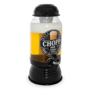 Imagem de Kit Chopeira de Vidro Com Dispenser e Suqueira Grande Com Torneira Tampa Jarra Bebidas Suco Torre Chopp Bar Beer Churras(1 Chopeira Preta)