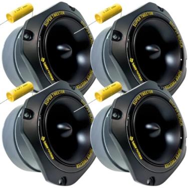 Imagem de Bass Rockers BRCP24 Silver Tweeter Bullet 10.1 cm, 400W Peak/200W RMS, corpo de alumínio fundido de 8 Ohm, alto rendimento (até 110 dB), resposta de frequência 4kHz-20kHz (preto - pacote com 4)