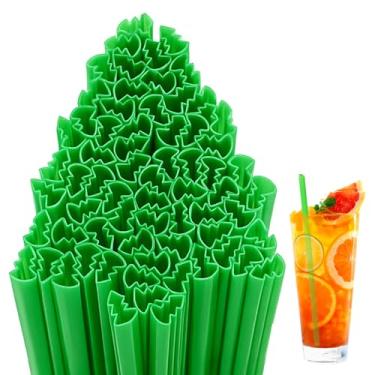 Imagem de Potchen 100 Pçs Canudos de Plástico em Forma de Árvore de Natal Canudos Descartáveis para Coquetel Festa de Natal Artigos de Festa de Aniversário (Verde)