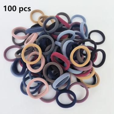 Imagem de Anéis de Cabelo Algodão Macio e Espesso 100 Unidades Pacote Elásticos com Alta Elasticidade Cores Mistas Cabos Práticos Fixação Firme Sem Restrição Uso Diário Esportivo Alto Custo-Benefício