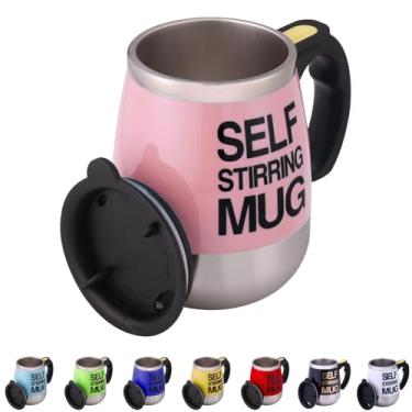 Imagem de Caneca automisturável de aço inoxidável para café, chocolate quente, chá, copo de leite para viagens, cozinha, escritório, casa, 450 ml, melhor presente para seus entes queridos (rosa)