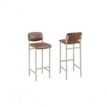 Imagem de Kit 2 Banquetas Tubulares Confort - Gol Decor Estofado Marrom-tubular Champagne