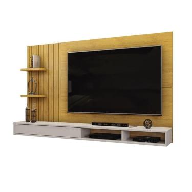 Imagem de Painel Bento Com Ripas E Prateleiras Cedro Com Bali