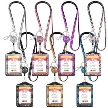 Imagem de LUMINFLY Cordão de strass com suporte retrátil para crachá, 7 opções de cores, chaveiro de escritório, acessório elegante para crachá de identificação