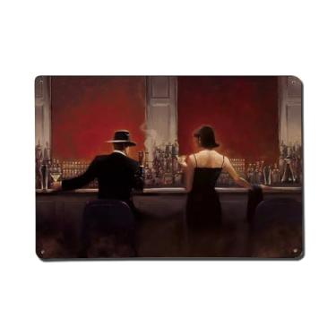Imagem de De homens e mulheres bebendo em um bar placa de alumínio de charuto decoração de banheiro para banheiro casa de banho placa de metal lata para casa, bar, café decoração de parede - 20 x 30 centímetros