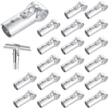 Imagem de Conjunto de 20 conectores de tubo T para tubos Od de 3/10.2 cm, grampos de aço inoxidável galvanizado resistente para cercas, prateleiras de secagem e outras aplicações