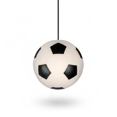 Imagem de Luminária Pendente Bola de Futebol, Polietileno, Branco e Preto, 25,5 cm, Luz Difusa, Cabo 1,8m, 110/220V, Para Sala, Escritório