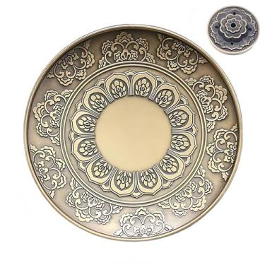 Imagem de chiorgone Conjunto de suporte de incenso de latão sólido - 2 em 1 com design de lótus - multifuncional para borrar, tigela de ofertas, suporte de queimador de incenso, apanhador de cinzas, prato de