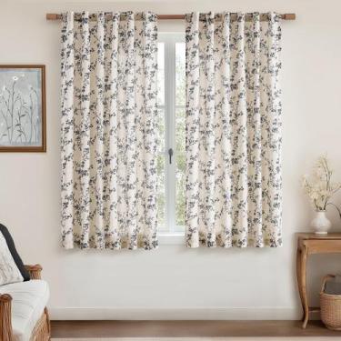 Imagem de Cortinas jinchan Linen Floral 160x160cm para sala de estar x2