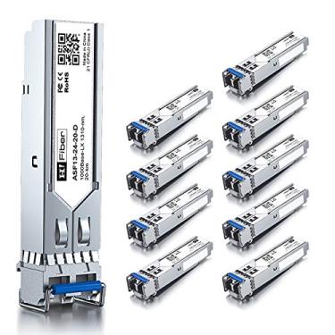 Imagem de Pacote com 10 módulos SFP LC de modo único de 1,25 G, transceptor de fibra 1000Base-LX/LH para Cisco GLC-LH-SMD, Meraki, Ubiquit UniFi, TP-Link, Fortinet, Intel, Netgear, Mikrotik e mais (SMF, 1310 nm