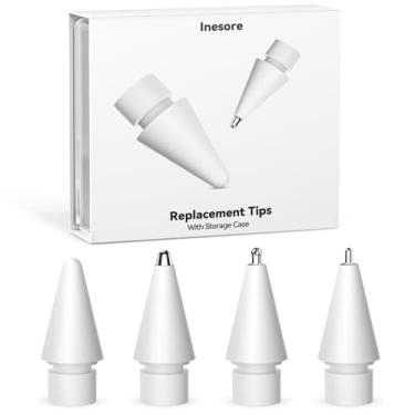 Imagem de Inesore 4 estilos de pontas de substituição para Apple Pencil Pro, várias opções de acessórios de pontas duráveis de metal para Apple Pencil Pro/2ª geração/1ª geração/USB-C (pacote com 4)
