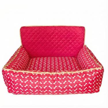 Imagem de Assento Cadeirinha Pet para Carro Toddy Impermeável (G) - Cama de Viagem Acolchoada com Zíper e Passagem para Cinto - Proteção Banco Traseiro (Vermelho)