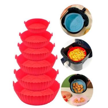 Imagem de Formas Air Fryer Silicone Pudim Bolo Fácil Limpeza Kit 6