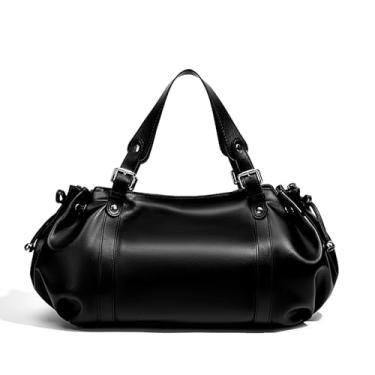 Imagem de JINMANXUE Sacola de tecido para mulheres, bolsa de ombro de viagem, bolsas grandes ocas de cetim macio para praia, bolsa clutch tecida à mão, Obsidiana preta