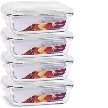 Imagem de Pote de vidro hermetico para alimentos com tampa plastica 1040ml