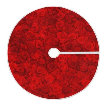 Imagem de Qilmy Saia de árvore de Natal rosa vermelha para Dia dos Namorados 120 cm, camurça para árvore de Natal, adequada para decoração de armário de escritório ou festa de feriado1685