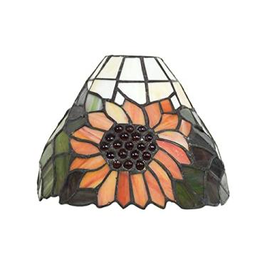 Imagem de Cúpula de Abajur Estilo Tiffany com Girassol de 8 Polegadas, Reposição para Luminária Pastoral Floral em Vitral, Acessórios para Abajures de Parede, Luminárias Pendentes, etc.