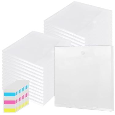 Imagem de NINGWAAN Armazenamento organizador de papel para scrapbook, 24 peças, porta-papéis transparentes de plástico com fecho de para cartão, documentos, fotos, 32,5 x 32,5 x 2 cm