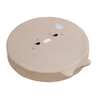 Imagem de WeiLaiKeQi Almofada de espuma viscoelástica para cadeira de cozinha, almofada confortável para pufe de chão, redonda charmosa para sala de estar e cerimônia do, Cinza