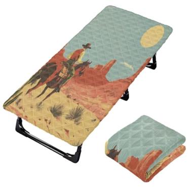 Imagem de Burbuja Lençol de berço de cowboy ocidental para crianças, lençol de cochilo acolchoado portátil com faixa elástica para meninas e meninos, lavável na máquina, 63,5 x 127 cm