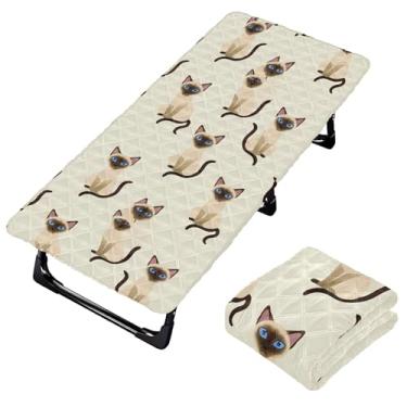 Imagem de Burbuja Lençol de berço para gatos siameses para crianças, lençol acolchoado portátil com elástico para meninas e meninos, lavável na máquina, 63,5 x 127 cm
