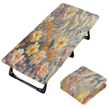 Imagem de Burbuja Lençol de berço de pintura floral para crianças, lençol de cochilo acolchoado portátil com faixa elástica para meninas e meninos, lavável na máquina, 63,5 x 127 cm