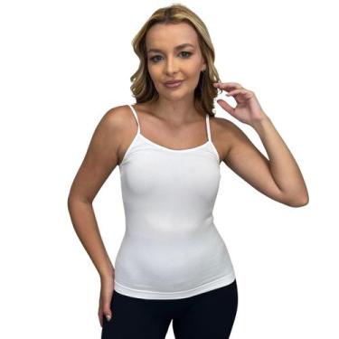 Imagem de Blusa Alcinha Feminina Regata Zee Rucci Poliamida Sem Costura, Branco,