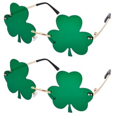 Imagem de GUYI GYGYL Óculos de sol trevo: Novidade verde trevo de quatro folhas óculos de dia de São Patrício para fantasia de duende e festa, Estilo 2, tamanho �nico
