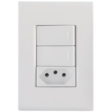 Imagem de Tramontina Conjunto 2 Interruptores Simples e 1 Tomada 2P+T 10A 250 V 4x2 Liz Branco