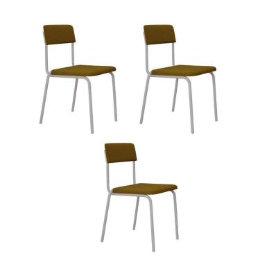 Imagem de Cadeira Fit Fixa C/4 Pes 475 X 505 X 810 Mm C/3 Un Pés Brancos. Mostarda Mostarda