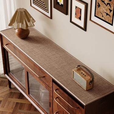 Imagem de Capa de armário de buffet, tapete super absorvente para mesa de buffet de madeira, protetor superior antiderrapante para armário de cafeteria, almofada de mesa para cozinha, sala de jantar (taupe, 40