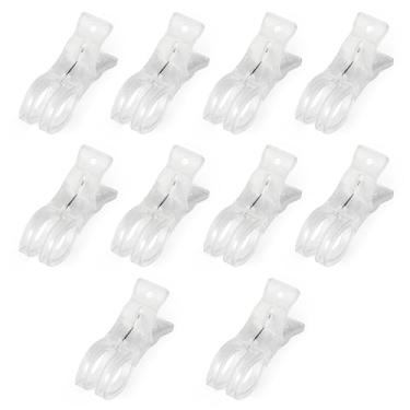 Imagem de Funria Pacote com 10 clipes grandes para arco de balão plástico transparente 9,5 cm clipes de arco de balão resistentes para decoração de aniversário artesanato pano de fundo toalha de praia grampos