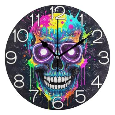 Imagem de GAIGEO Relógio de parede analógico decorativo operado por bateria relógio de escritório cozinha, decoração de parede vintage, sala de estar, número de relógio branco com Kedu, 25 cm, ponteiros pretos