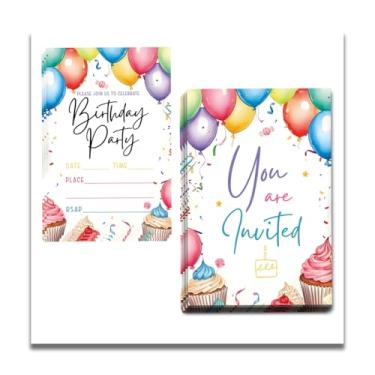 Imagem de Qwertirsr Let's Play Convites de Aniversário Design Dupla Face (25 Cartões + Envelopes) com Envelopes Convites de Festa de Aniversário Infantil, Meninos, Lembranças de Festa e Suprimentos 15 x 10