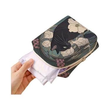 Imagem de Bolsa De Armazenamento Para Absorventes Com Estampa De Gato, Bolsa Lev
