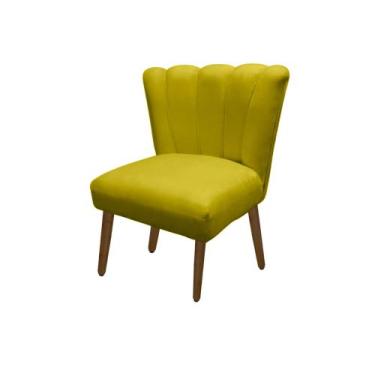 Imagem de Cadeira Pétala Flor Para Sala De Estar Penteadeira Salão Suede Amarelo