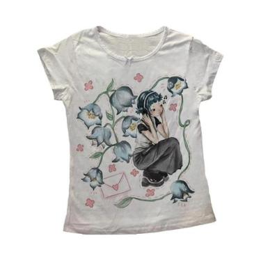 Imagem de Camiseta Cropped Feminina Y2K Coreana Gótica Harajuku Com Estampa Gráf