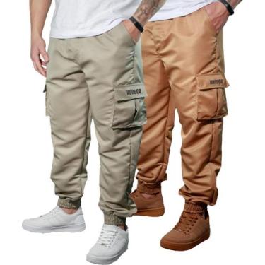 Imagem de Kit 2 Calça Jogger Bolsos Cargo Corta Vento Masculina Skate - Hunter C