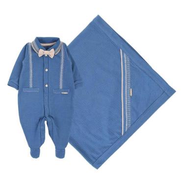 Imagem de Saída Maternidade Bebê Menino Bordado Gravata Paraiso 17760-Masculino