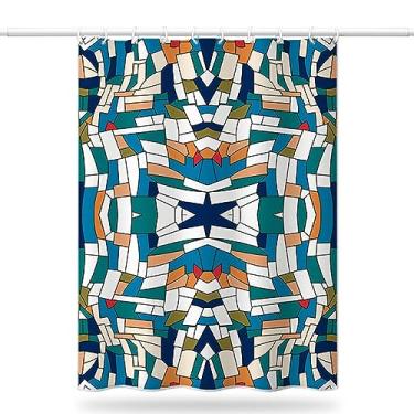 Imagem de URGDWEKJY Cortina de chuveiro cortinas de banheira pintadas à mão cortina de chuveiro de poliéster impressa em aquarela grossa cortina de chuveiro impermeável (L180 x A180 cm)