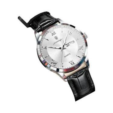 Imagem de Relógio De Pulso Masculino De Luxo Em Couro Quartz À Prova d'Água Lumi