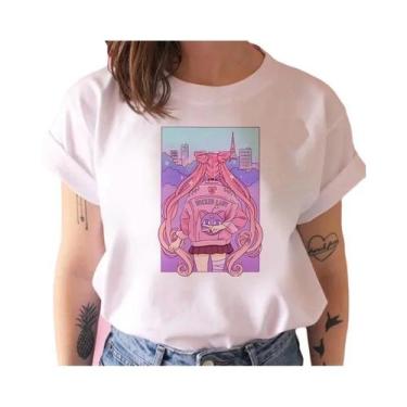 Imagem de Camiseta Feminina Estilo Harajuku Anos 90 Com Estampa De Gato Kawaii, 