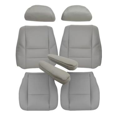 Imagem de FZJDSD Capa de assento traseiro inferior e superior de microfibra cinza e capa de apoio de braço e substituição da capa do encosto de cabeça compatível com Toyota Tundra 2000-2004 Toyota Sequoia 2000