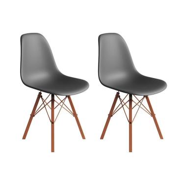 Imagem de Conjunto 2 Cadeiras Eames Estilo Moderno Em Ferro Cobre Com Assento Cinza