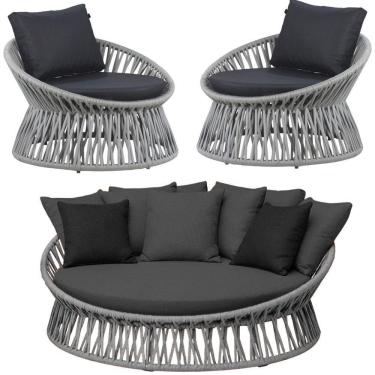 Imagem de Chaise área Externa Monza Alumínio Corda Náutica Trama Cinza