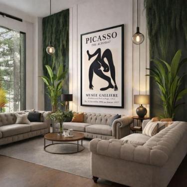 Imagem de Quadro Canvas Picasso The Acrobat 70x50cm Mold Branca - Quadros On-lin