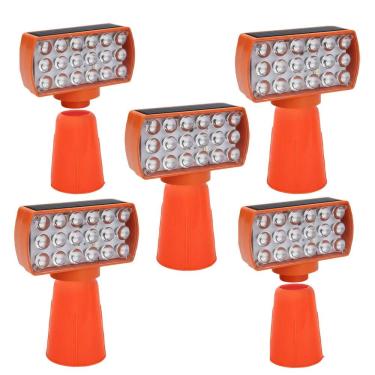 Imagem de Sinalizador Solar Viario Kit 5 Duas Cores Cone Alerta Seguranca Noturna Rodovia Alerta Emergencia Estrada Transito