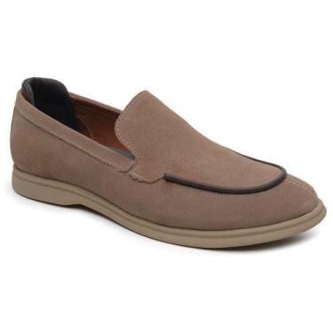 Imagem de Sapato Belgravia Masculino Couro Suede Sola Moderna Conforto Cor:BegeT