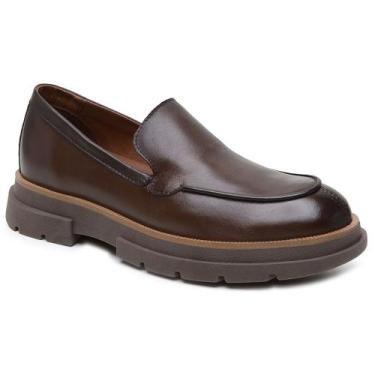 Imagem de Mocassim Masculino Loafer Alt Eleva Couro Salto 3cm Macio Cor:MarromTa